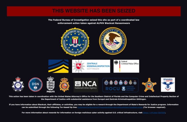 Authorities claim seizure of notorious ALPHV ransomware gang's dark web leak site