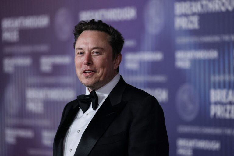 South African businessman Elon Musk arrives at the Tenth Breakthrough Prize Ceremony at the Academy Museum of Motion Pictures in Los Angeles, California, on April 13, 2024. (Photo by ETIENNE LAURENT/AFP via Getty Images)