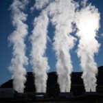 Steam rises from a geothermal power plant in Iceland.
